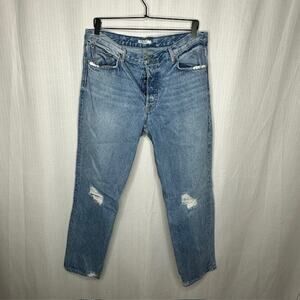 GRLFRND Helena High Rise Distressed Straight Jeans